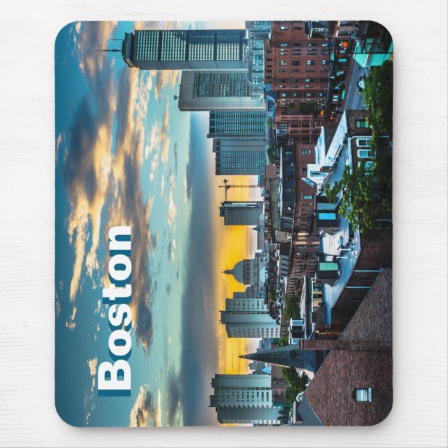 Mousepad Tampa de Mouse da Silhueta da Cidade de Boston Mas (Frente)