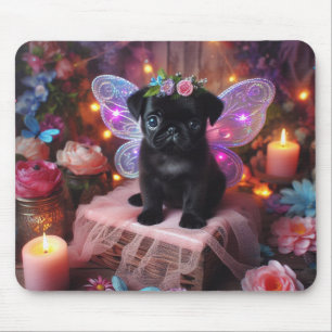 Mousepad Tampa de Mouse Princesa Fada Encantada Pug Cachorr