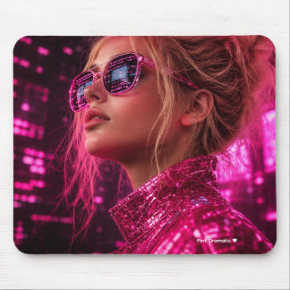 Mousepad Tampa de Rato de Tecnologia Feminina Rosa Futurist