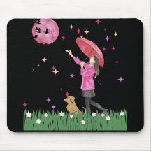 Tampo de Mouse Aquarela Lua Rosa Mágica & Passeio