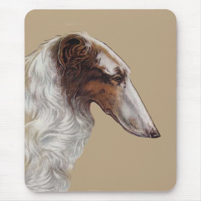 Mousepad Tampo de Mouse Cabeça de Borzoi (Frente)