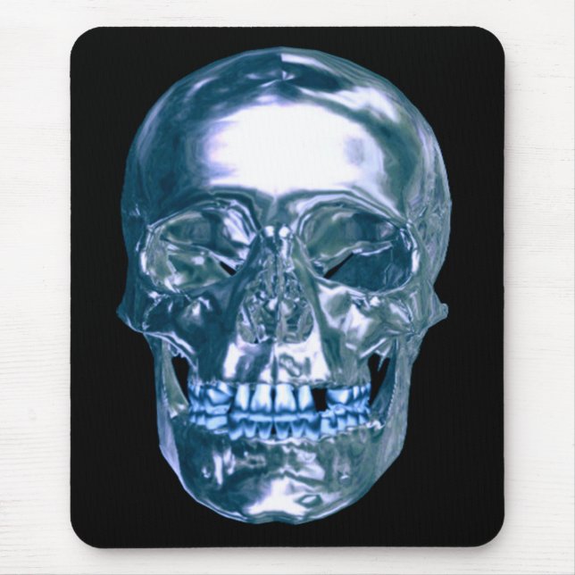 Mousepad Tampo de Mouse Caveira Cromo Azul (Frente)