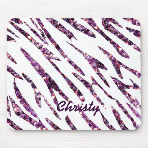 Mousepad Tampo de Mouse com Brilho e Estampa de Zebra Roxo 