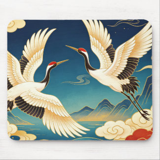 Mousepad Tampo de Mouse com Grou da Coroa Vermelha Oriental