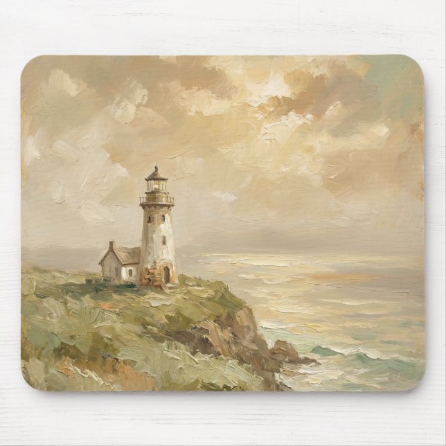 Mousepad Tampo de Mouse com Pintura a Óleo de Farol Costeir (Frente)