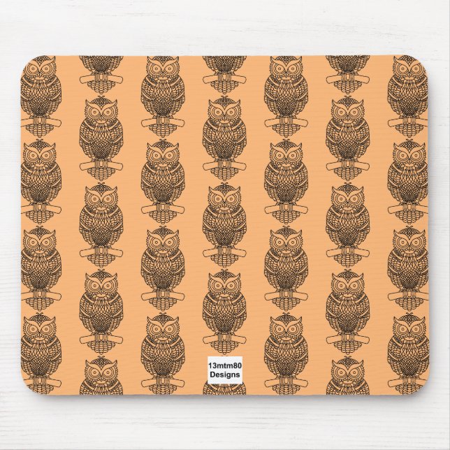 Mousepad Tampo de Mouse - Coruja (padrão laranja) (Frente)