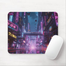 Tampo de Mouse de Cidade Neon Futurista dos Anos 8