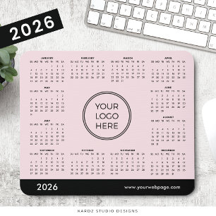 Mousepad Tampo de Mouse do Calendário Empresarial Rosa 2026