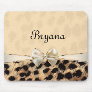 Mousepad Tampo de Mouse Estampa de Leopardo Guepardo Bege C