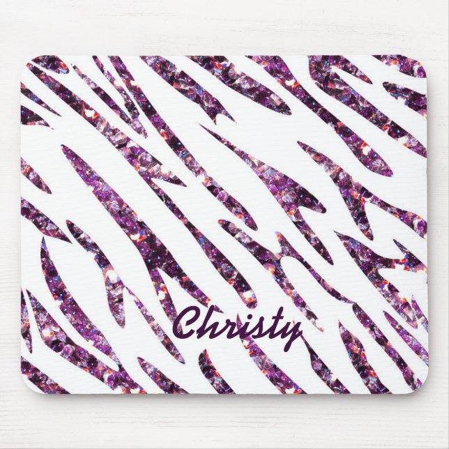 Mousepad Tampo de Mouse Estampa de Zebra Brilho Rosa Roxo B (Frente)