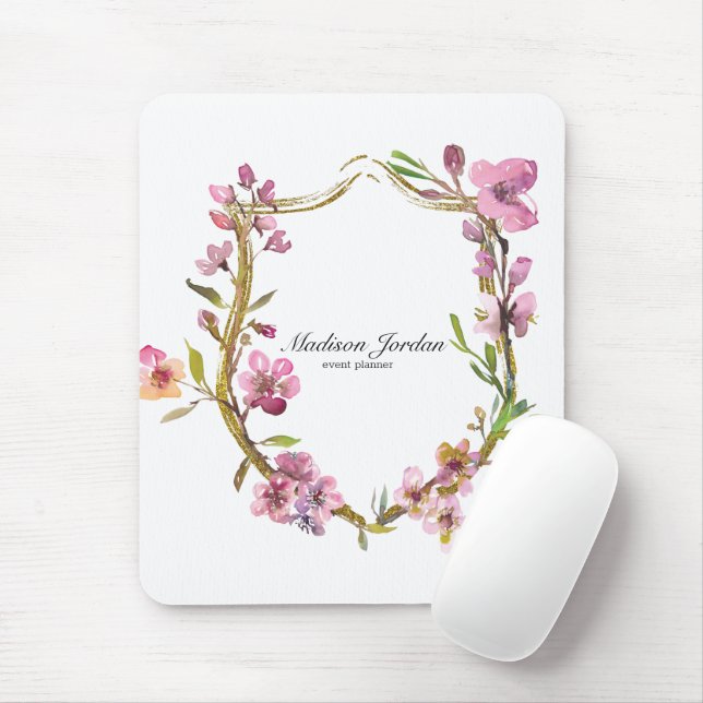 Mousepad Tampo de Mouse Flor de Cerejeira Rosa (Com mouse)