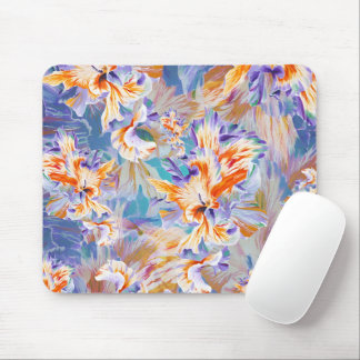 Mousepad Tampo de Mouse Floral Abstrato Laranja e Azul Vibr