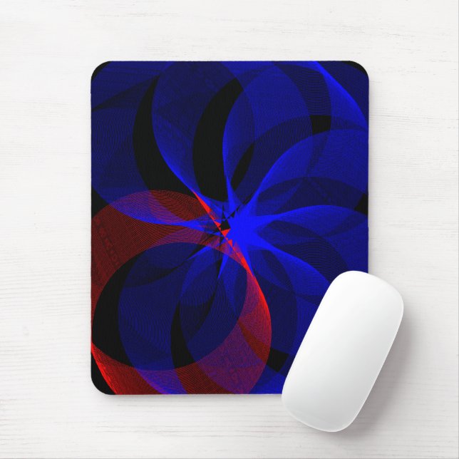 Mousepad Tampo de Mouse Geométrico com Acento Azul Rotativo (Com mouse)