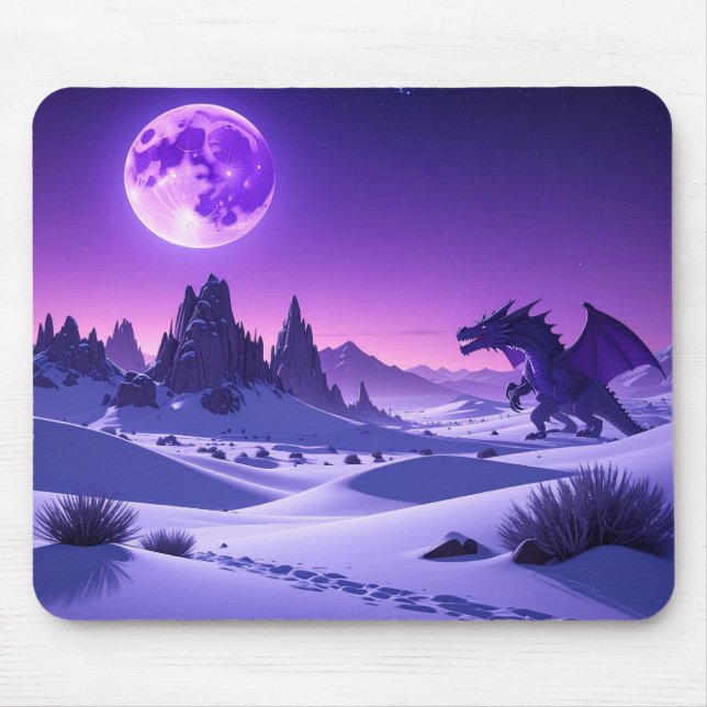 Mousepad Tampo de Mouse Lunar Wyrm – Dragão Roxo Sob a Lua (Frente)