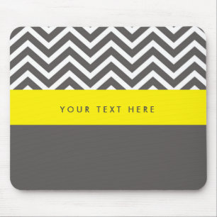 Mousepad Tampo de Mouse Moderno Cinza e Amarelo Chevron Ten
