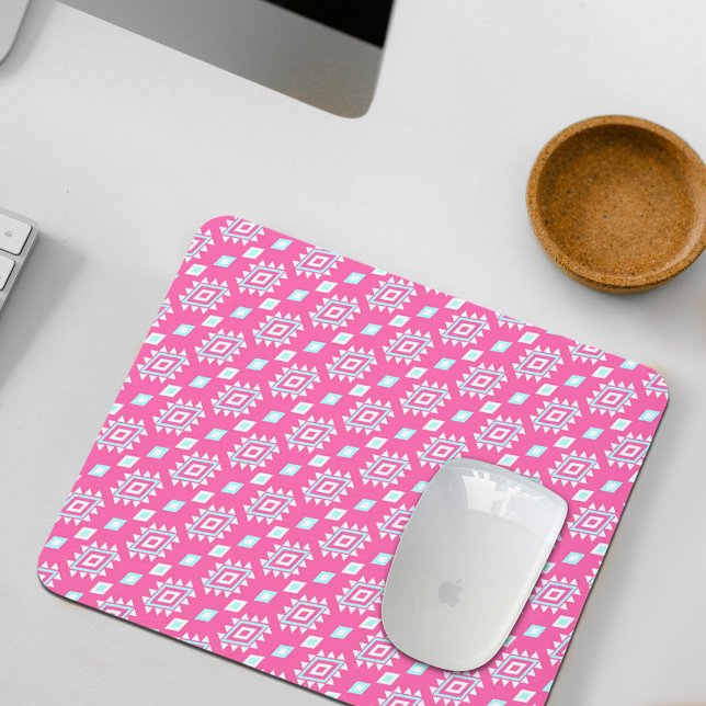 Mousepad Tampo de Mouse Padrão Étnico Rosa (Criador carregado)