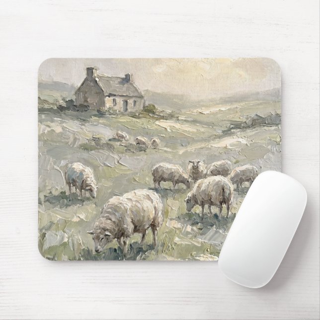 Mousepad Tampo de Mouse Paisagem Rústica de Fazenda Antiga (Com mouse)