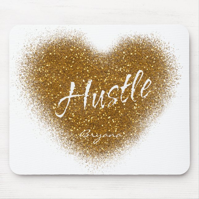 Mousepad Tampo de Mouse Personalizado Coração HUSTLE Brilho (Frente)