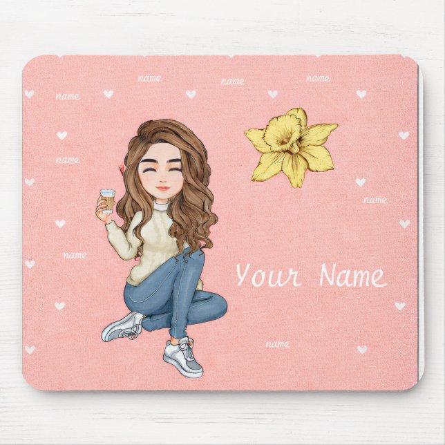 Mousepad Tampo de Mouse Personalizado Girl Boss com Coraçõe (Frente)
