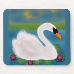 Mousepad Tampo de Mouse Pintura Cisne Branco