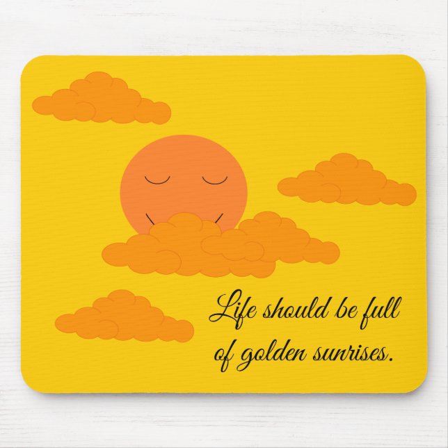 Mousepad Tampo de Mouse Sol Laranja e Nascer do Sol Dourado (Frente)