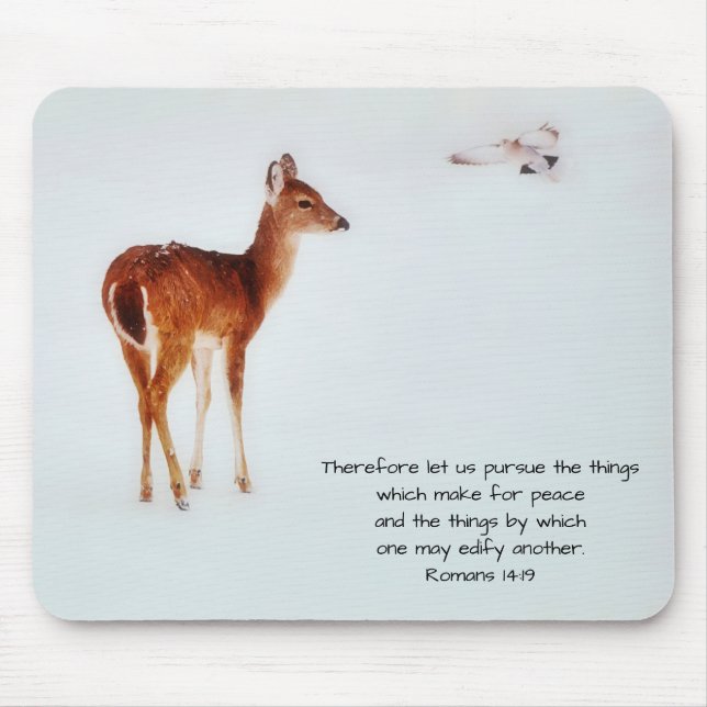 Mousepad Tampo de Mouse Versículo Bíblico Fé de Cervo e Pom (Frente)