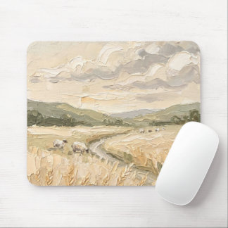 Mousepad Tampo de Rato Paisagem Rústica de Fazenda Vintage