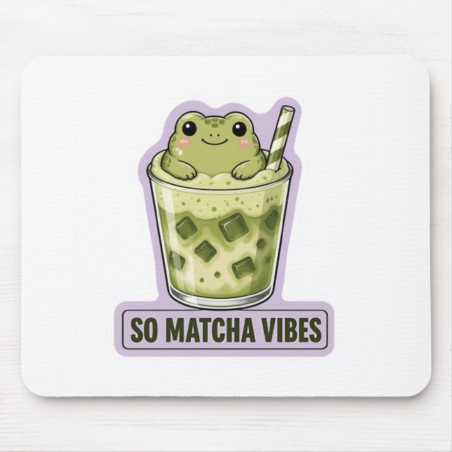 Mousepad Tantas Vibes de Matcha Cachorro Kawaii Frog Meme (Frente)