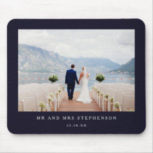 Mousepad Tapeçaria de Rato de Foto de Casamento Sr e Sra -