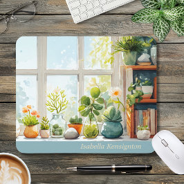 Mousepad Tapete de Mesa Casa Botânica Cacto Suculento