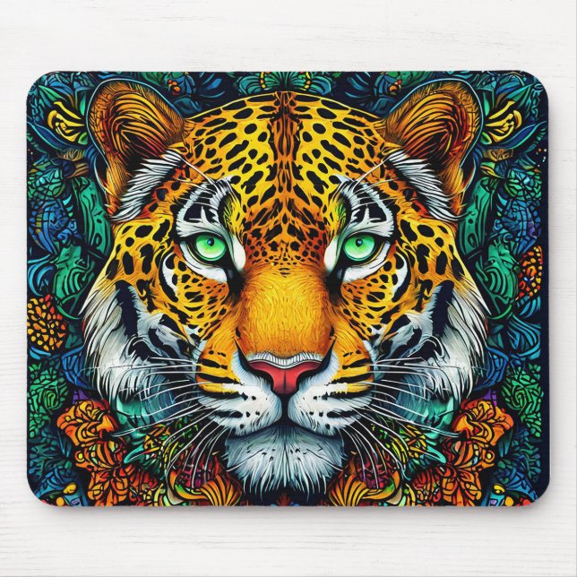 Mousepad 🐆 Tapete de Mesa com Leopardo - Presente para Gam (Frente)
