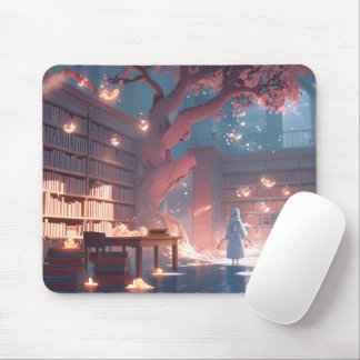 Mousepad Tapete de Mesa da Biblioteca da Coruja ao Luar