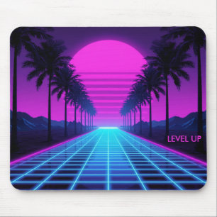 Mousepad Tapete de Mesa Neon Vaporwave dos Anos 80 com Palm