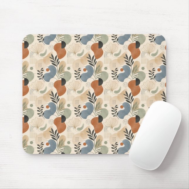 Mousepad Tapete de Mouse Abstrato Boho Neutro (Com mouse)