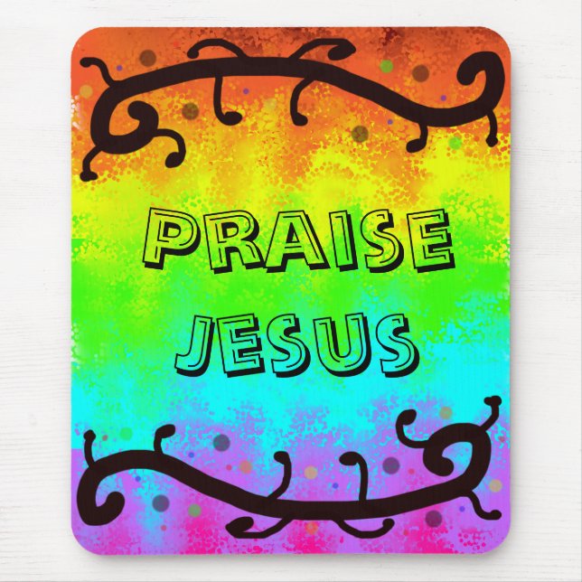 Mousepad Tapete de Mouse Arco-íris Louvando a Jesus (Frente)