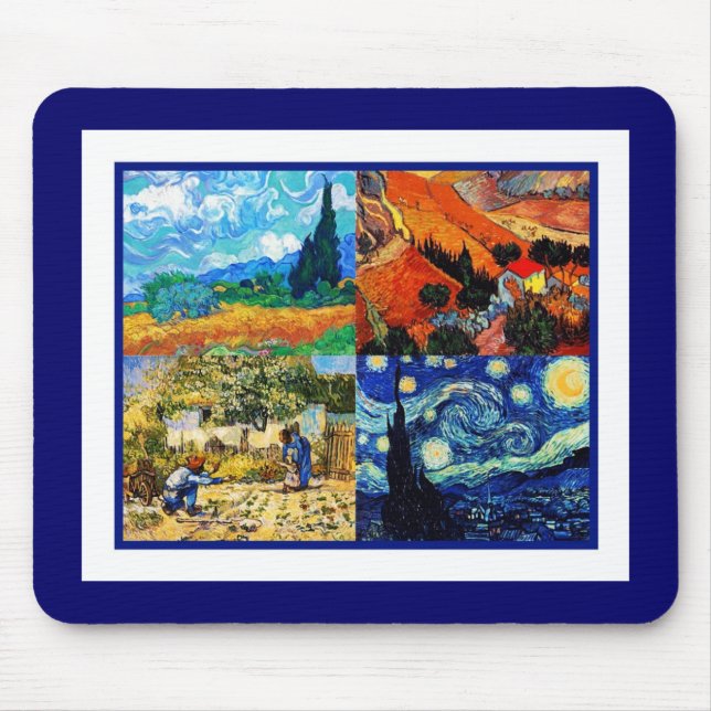 Mousepad Tapete de Mouse Arte Vintage Van Gogh Colagem (Frente)