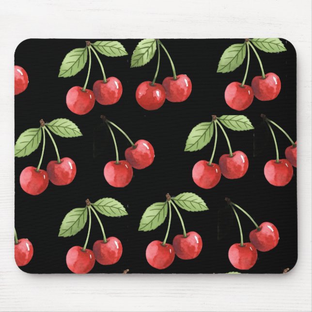 Mousepad Tapete de Mouse Cereja | Tapete de Mesa Estético F (Frente)