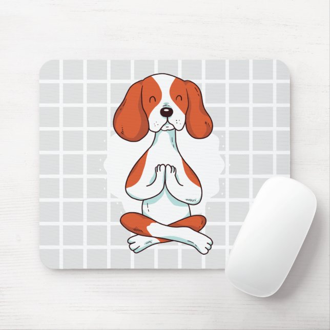 Mousepad Tapete de Mouse com Cachorro de Yoga em Padrão de  (Com mouse)