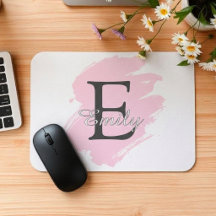 Tapete de Mouse com Monograma Rosa Empoeirado Pers