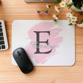 Mousepad Tapete de Mouse com Monograma Rosa Empoeirado Pers
