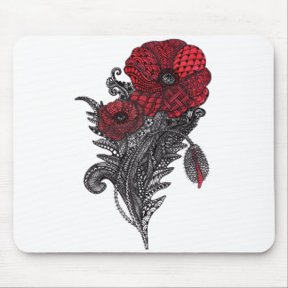 Mousepad Tapete de Mouse de Arte de Linha Botânica de Flor