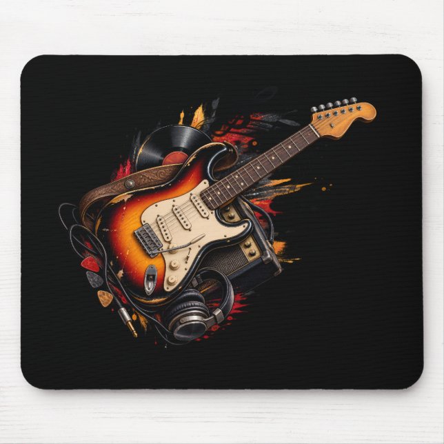 Mousepad Tapete de Mouse de Guitarra Elétrica Clássica e Vi (Frente)