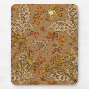 Mousepad Tapete de Mouse Dourado Bege Borboleta 2