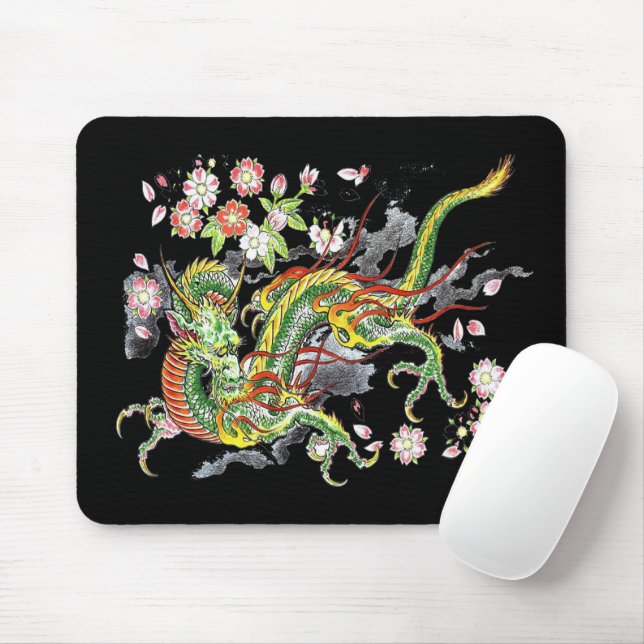 Mousepad Tapete de Mouse Dragão Verde III (Com mouse)