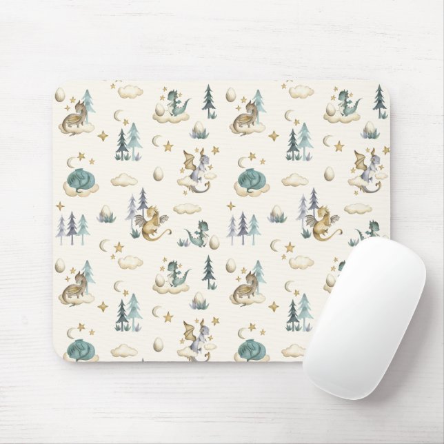 Mousepad Tapete de Mouse Dragões Verde-azulado e Dourado (Com mouse)