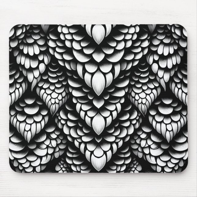 Mousepad Tapete de Mouse Escala de Cobra Monocromático (Frente)
