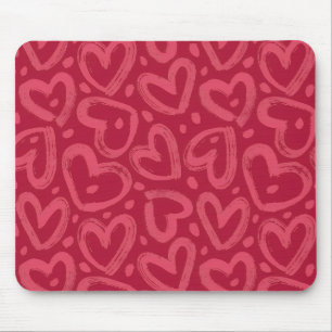 Mousepad Tapete de Mouse Estético Corações Rosas
