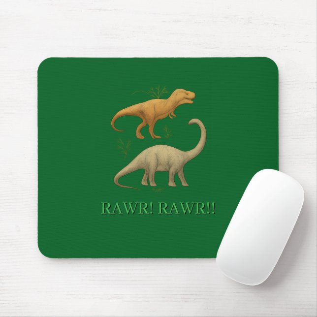 Mousepad Tapete de Mouse - Eu Amo Dinossauros Rawr Rawr (Com mouse)