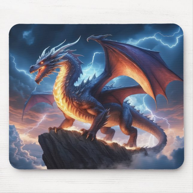 Mousepad Tapete de Mouse Fantasia Dragão Relâmpago Épico (Frente)