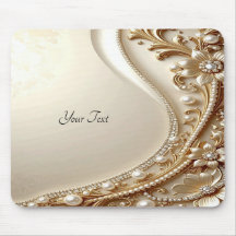 Tapete de Mouse Floral Ornamentado em Ouro Elegant